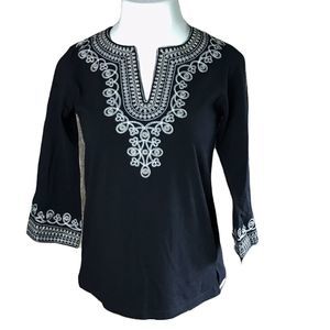 Ava & Grace Classy Shirt Blouse ~ Sz S ~ Black ~ 3/4 Sleeve ~ Stretch